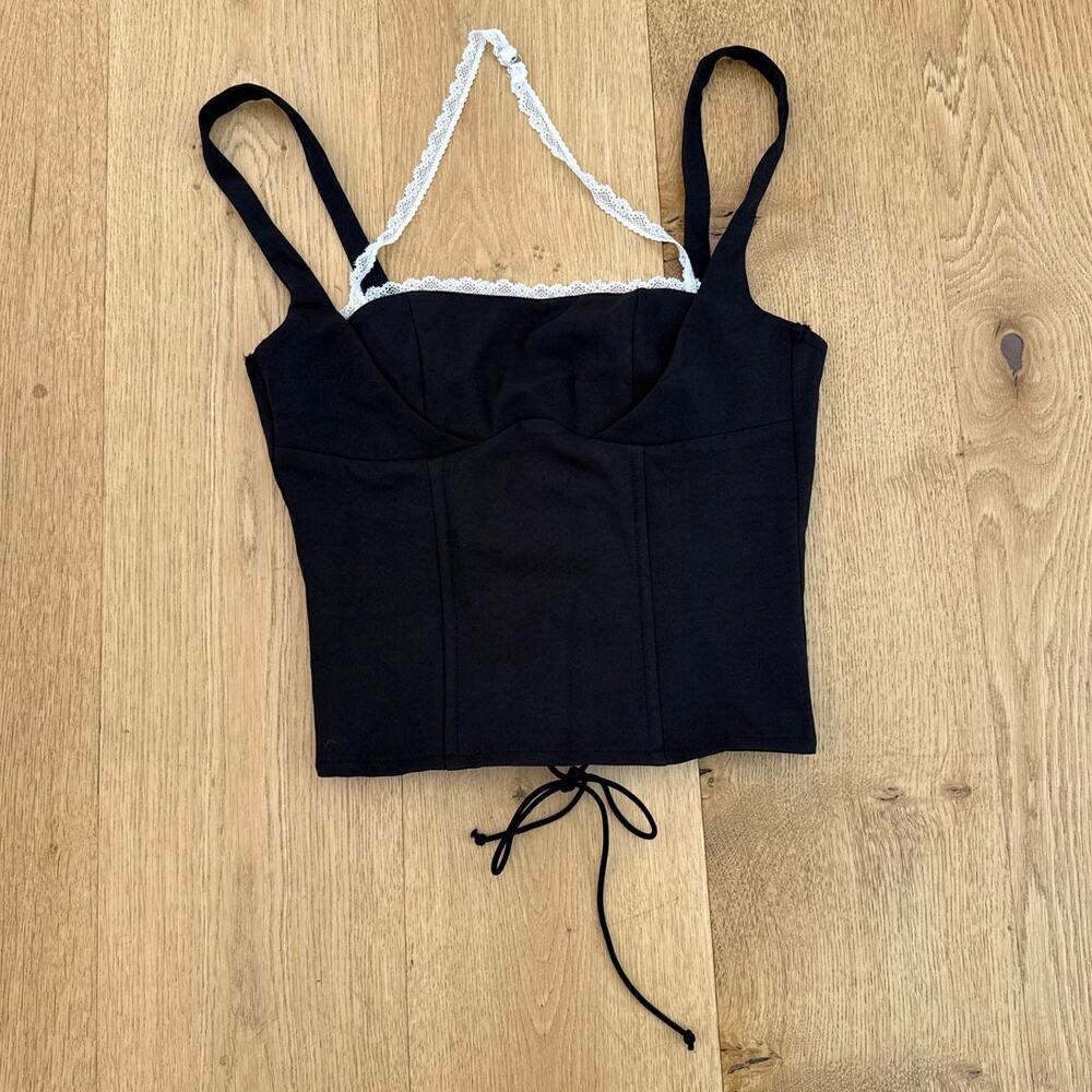 Edikted Corset Top Lace Halter Lesly Size XS Black White - Picture 1 of 5